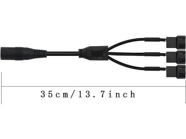 Alt view image 6 of 7 - 35cm DC 5.5x2.1mm Plug to 3-Port Fan Splitter Cable, DC 5.5*2.1 Male to Triple 3Pin/4Pin PC Case Fan Power Adapter Cord