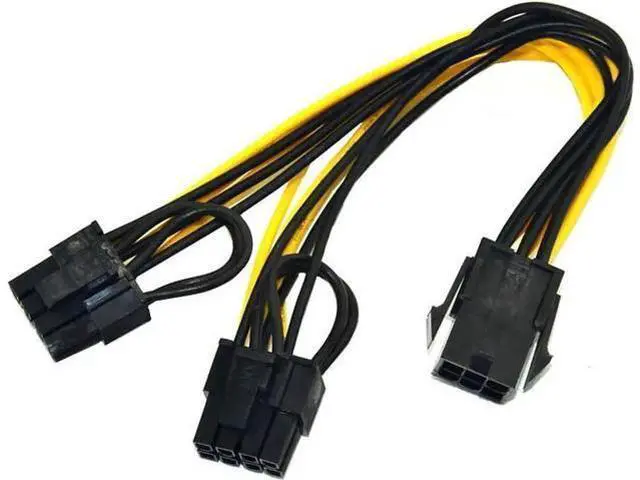 Main image of 8 Inches PCIe Power Splitter Cable, PSU Single 6Pin to Dual 8Pin (6+2) GPU Power Adapter Cord for Graphics Card Mining Rig