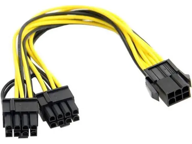 Alt view image 5 of 5 - 8 Inches PCIe Power Splitter Cable, PSU Single 6Pin to Dual 8Pin (6+2) GPU Power Adapter Cord for Graphics Card Mining Rig