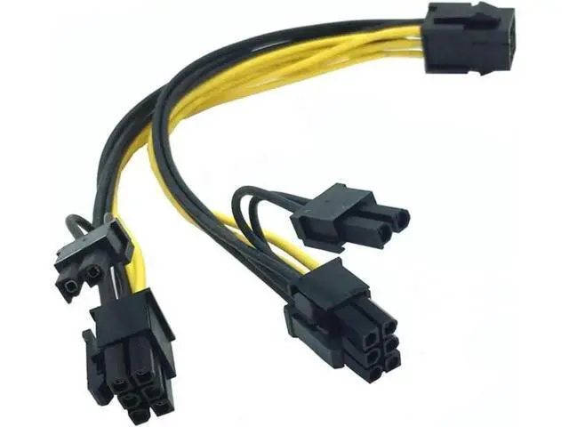 Alt view image 4 of 5 - 8 Inches PCIe Power Splitter Cable, PSU Single 6Pin to Dual 8Pin (6+2) GPU Power Adapter Cord for Graphics Card Mining Rig