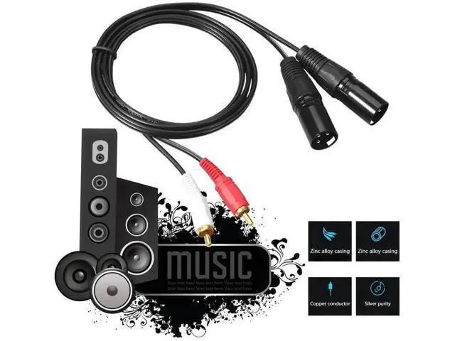 Alt view image 4 of 4 - 2 RCA Male to Dual XLR Male Stereo Audio Cable, Professional Signal Adapter Cord for Mixer, Microphone & Headphone Amplifier