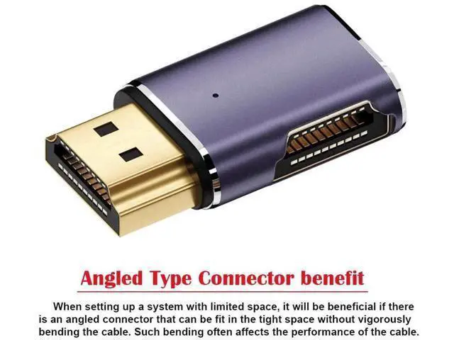 Alt view image 6 of 7 - Horizontal Right 90 Degree Flat HDMI 2.1 Extension Adapter, HDMI Male to Female Connector Supports 8K@60Hz UHD HDTV