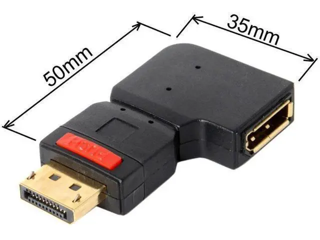 Alt view image 4 of 7 - 90 Degree Left Angle DisplayPort Male to Female Extension Adapter, Standard DP Right-Angled Connector Extender