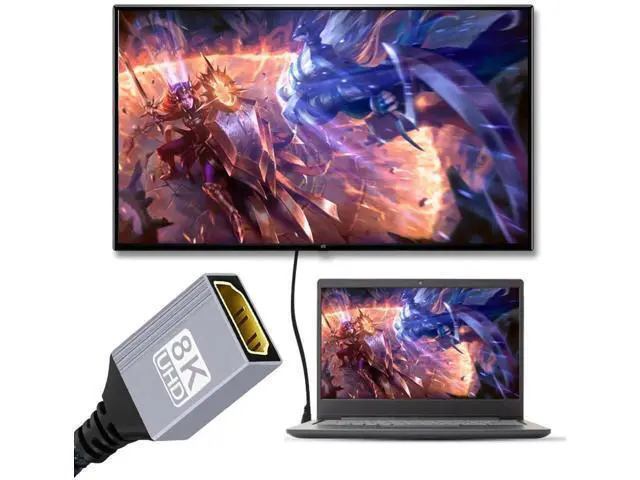 Alt view image 3 of 7 - 17CM Type-C Mini HDMI 2.1 Male to HDMI Female Extension Cable, Supports 8K UHD for DV Camera Laptop Portable Monitor
