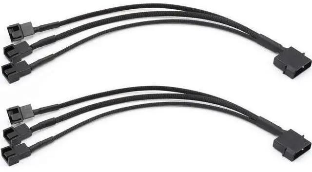 Main image of 2 Pack 10 Inch Molex to Triple 3Pin/4Pin PC Case Fan Splitter Power Adapter Cable