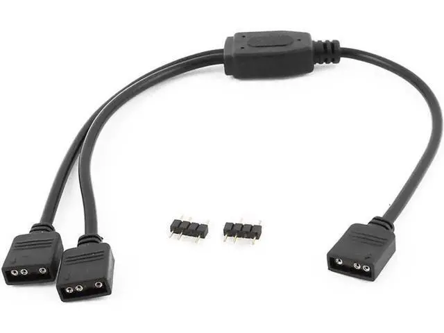 Alt view image 2 of 4 - 2 Pack 1Ft 5V 3-Pin RGB Splitter Cable, 1 Female to 2 Female RBW LED Strip Extension Cord, 2-Port AURA RGB Lighting Hub with Gender Changer Adapter