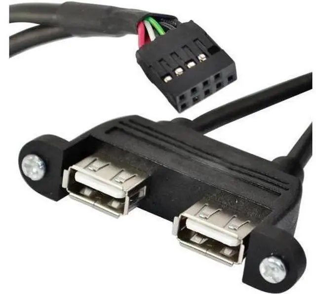 Main image of 50cm Dual USB 2.0 A Female Panel Mount Cable to 10-Pin Motherboard Internal Header