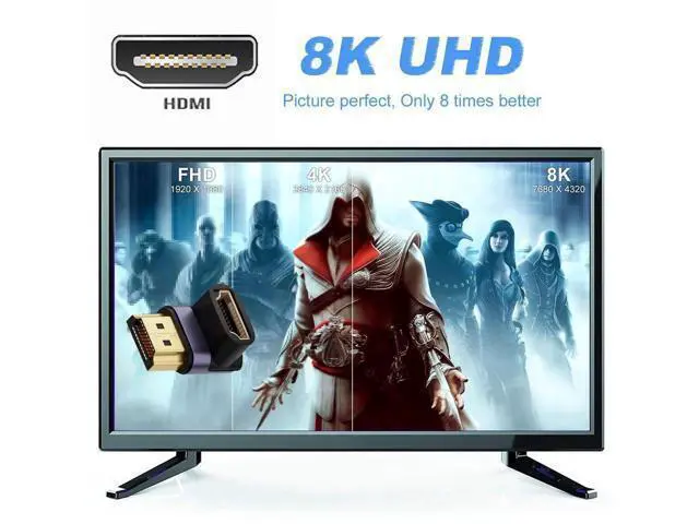 Alt view image 4 of 6 - Vertical Down 90 Degree HDMI 2.1 Extension Adapter, HDMI Male to Female Low Profile Connector Supports 8K@60Hz UHD HDTV