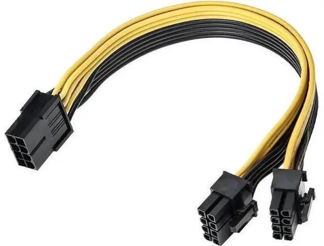 Main image of 8 Inch PCIe 8Pin to 2 x 8Pin (6+2) Power Splitter Cable for GPU & Mining Rigs