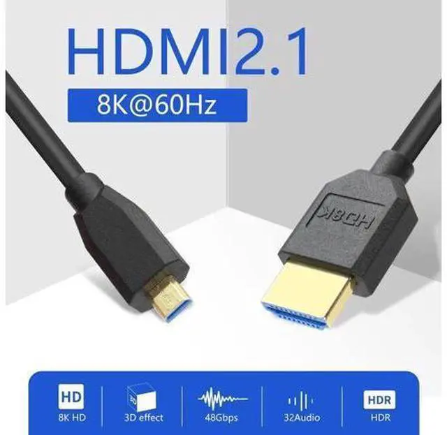 Alt view image 5 of 7 - Coiled Straight Micro HDMI to HDMI 2.1 Cable, 48Gbps 8K@120Hz Dynamic HDR for Digital Cameras