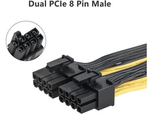 Alt view image 3 of 5 - 8 Inch PCIe 8Pin to 2 x 8Pin (6+2) Power Splitter Cable for GPU & Mining Rigs