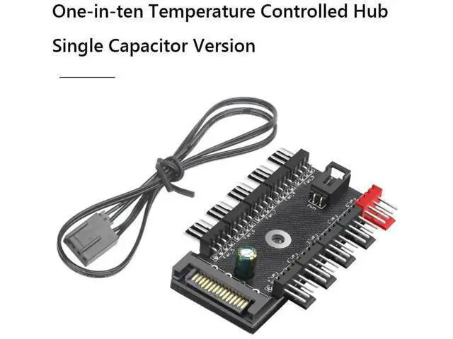 Alt view image 4 of 4 - 1-to-10 Chassis Fan Splitter Hub, Supports 3Pin & 4Pin PWM Case/CPU Cooling Fans