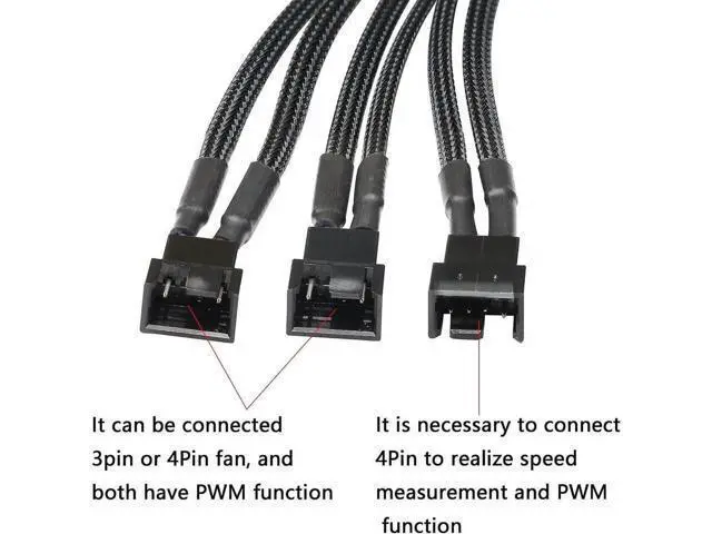 Alt view image 3 of 6 - 2 Pack SATA Power to 3/4 Pin PWM Fan Splitter Hub, 12V Desktop Chassis Cooling Fan Power Adapter