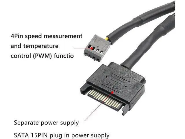 Alt view image 6 of 6 - 2 Pack SATA Power to 3/4 Pin PWM Fan Splitter Hub, 12V Desktop Chassis Cooling Fan Power Adapter