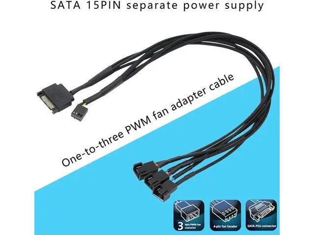 Alt view image 5 of 6 - 2 Pack SATA Power to 3/4 Pin PWM Fan Splitter Hub, 12V Desktop Chassis Cooling Fan Power Adapter