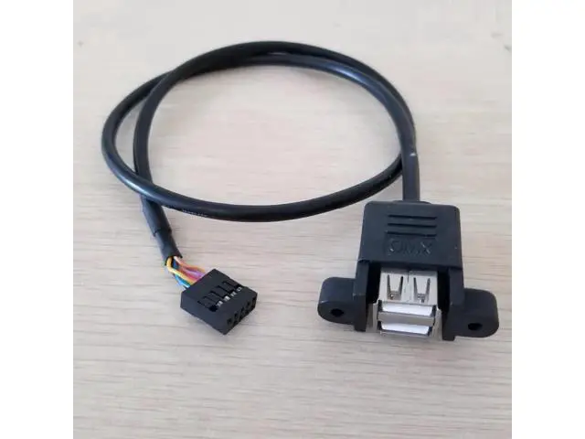 Alt view image 3 of 3 - Internal Motherboard USB 9Pin Header to Dual USB-A Female Screw Mount Panel Extension Cable