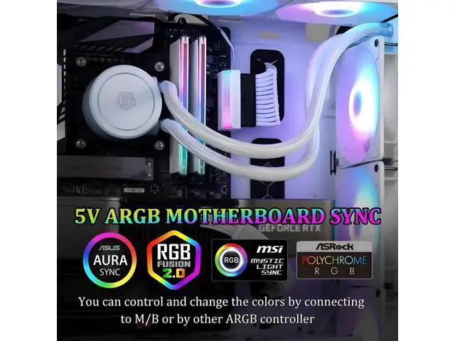 Alt view image 6 of 7 - White ATX 24Pin 90 Degree Power Adapter with 5V 3Pin ARGB, Male to Female Connector for Motherboard & PSU