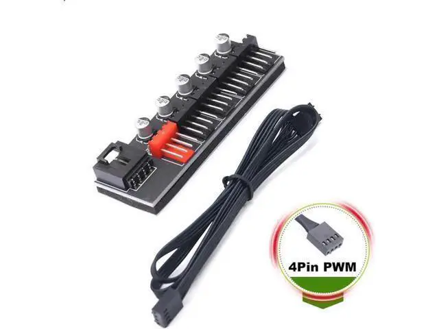 Alt view image 3 of 7 - 5 Ports 4Pin PWM Fan Splitter Hub, Motherboard 4Pin to 5-Way Fan Cable for 12V PC Fans