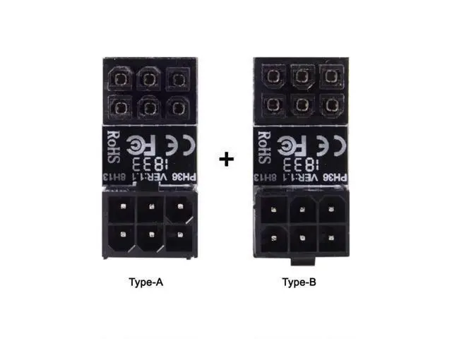 Alt view image 4 of 7 - 2 Pack 180 Degree Angled ATX 6Pin Male to Female GPU Power Adapter Connector, Graphics Card Right Angle Power Turn Plug