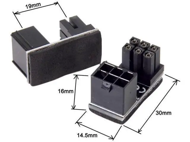 Alt view image 7 of 7 - 2 Pack 180 Degree Angled ATX 6Pin Male to Female GPU Power Adapter Connector, Graphics Card Right Angle Power Turn Plug