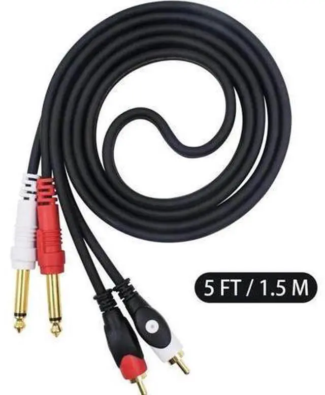 Main image of 5ft/1.5m Dual 6.35mm 1/4" TS Male to 2 RCA Male Audio Splitter Cable