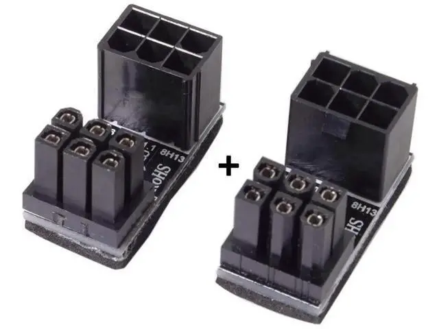 Alt view image 5 of 7 - 2 Pack 180 Degree Angled ATX 6Pin Male to Female GPU Power Adapter Connector, Graphics Card Right Angle Power Turn Plug