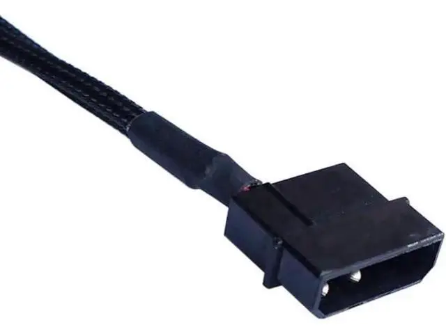 Alt view image 3 of 6 - 10 Inch Black Sleeved Molex LP4 to Dual 3/4 Pin PWM Fan Y Splitter Cable