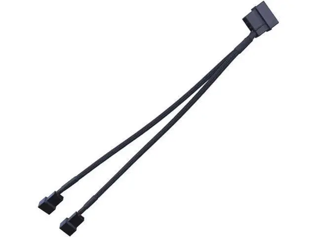 Alt view image 6 of 6 - 10 Inch Black Sleeved Molex LP4 to Dual 3/4 Pin PWM Fan Y Splitter Cable