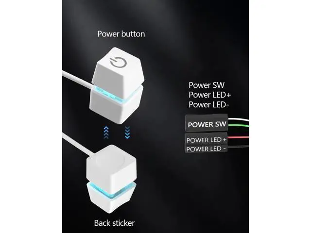 Alt view image 6 of 7 - External PC Power Reset Switch with LED Indicator, 65 Inch Long Extension Cable, Desktop Motherboard External Startup Button