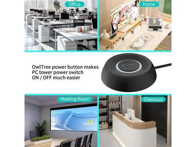 Alt view image 2 of 6 - Desktop PC External Power Switch, Motherboard Power Button Extension Cord with LED Indicator