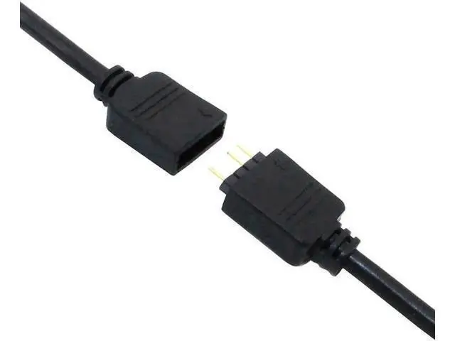 Alt view image 2 of 5 - 2 Pack 1 Foot 5V 3-Pin RGB Splitter Cable, 1 Female to 4 Female RBW LED Strip Extension Cord, 4-Port AURA RGB Lighting Hub with Gender Changer Adapter