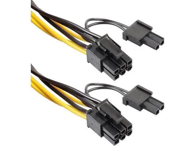 Alt view image 4 of 6 - 6 Inches PCIe 6 Pin to Dual 8Pin GPU Power Splitter Cable, Mining Graphics Card PCI Express Power Adapter Cord