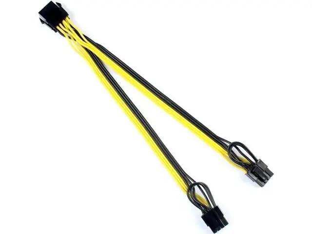 Alt view image 5 of 6 - 6 Inches PCIe 6 Pin to Dual 8Pin GPU Power Splitter Cable, Mining Graphics Card PCI Express Power Adapter Cord