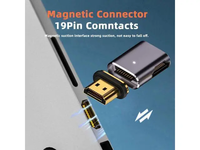 Alt view image 5 of 7 - Magnetic HDMI 2.1 Adapter, 90° Right Side Angled HDMI Male to Female Gender Changer, Gold-Plated Supports 8K@60Hz, 4K@120Hz, 48Gbps High Speed
