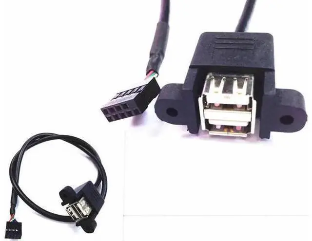 Alt view image 2 of 3 - 50cm Dual USB 2.0 A Female Panel Mount Cable to 10 Pin 0.1" Pitch Motherboard Header