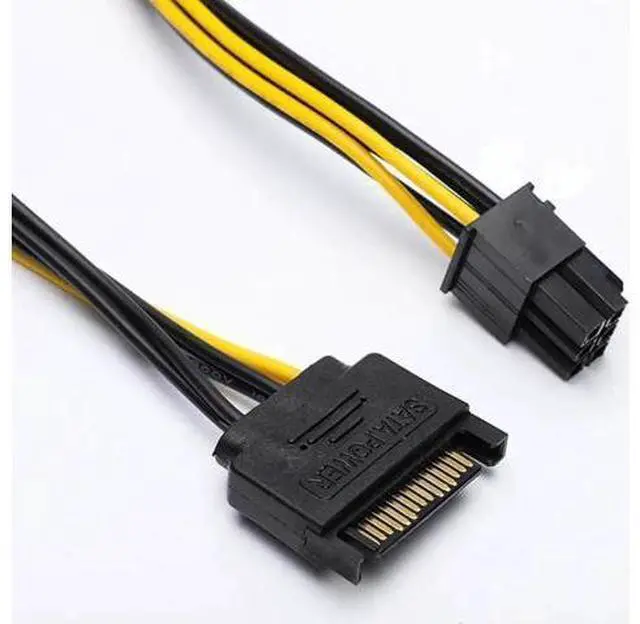 Alt view image 3 of 3 - 18cm 15Pin SATA to 6Pin PCIe Power Adapter Cable for Graphics Card