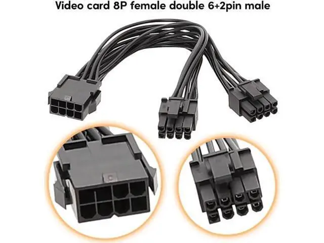 Alt view image 3 of 5 - 20CM 8Pin to Dual 8Pin GPU Power Splitter Cable, PSU PCIe 8Pin Power Extension Cord for Graphics Card