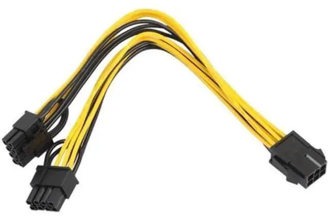 Main image of 20CM PCI-E 6 Pin to Dual 6+2 Pin Power Splitter Cable, 6Pin to Dual 8Pin Adapter Cord for Graphics Card