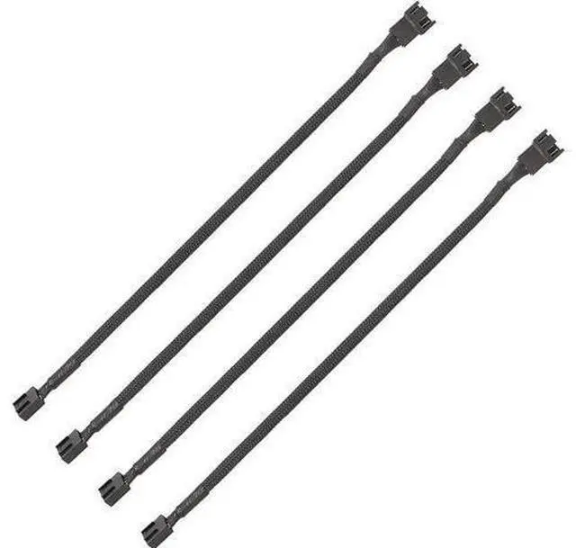 Main image of 4 Pack 10.5 Inch Nylon Braided PWM Fan Extension Cable, 3/4 Pin for ATX Case Cooling Fans