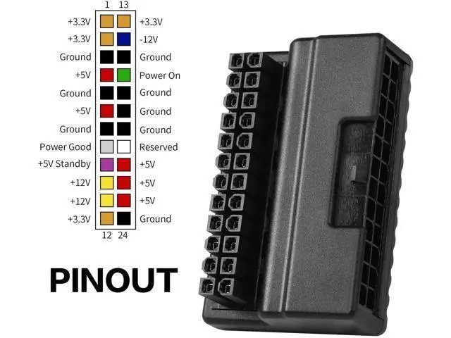 Alt view image 4 of 6 - 90 Degree ATX 24Pin Power Adapter Board, 24Pin ATX Male to Female Right Angle PSU Connector for Desktop Motherboard