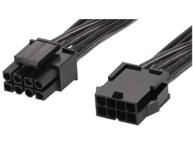 Alt view image 2 of 2 - 34cm (13.3 Inch) Black Sleeved PCIe 8 Pin Female to CPU 8 Pin (4+4 Detachable) EPS 12V Power Adapter Cable