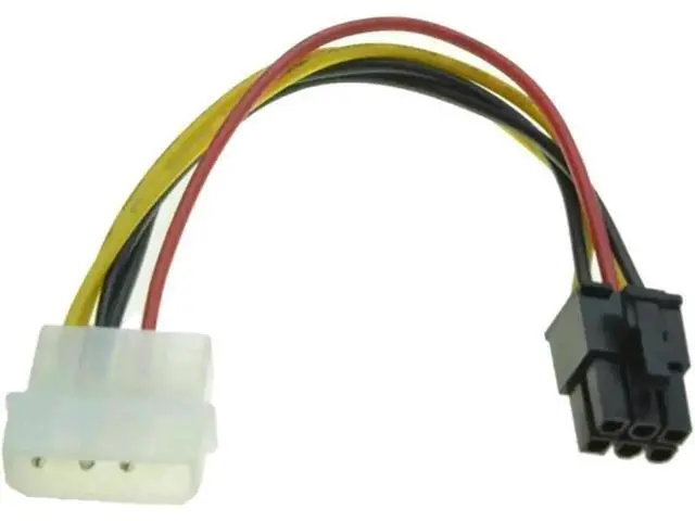 Alt view image 4 of 6 - 4 Pin Molex to 6 Pin PCIe GPU Power Adapter Converter Cable for Graphics Card