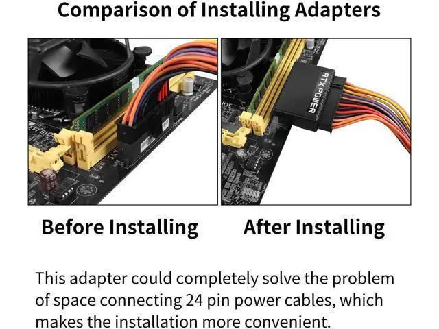 Alt view image 5 of 6 - 90 Degree ATX 24Pin Power Adapter Board, 24Pin ATX Male to Female Right Angle PSU Connector for Desktop Motherboard