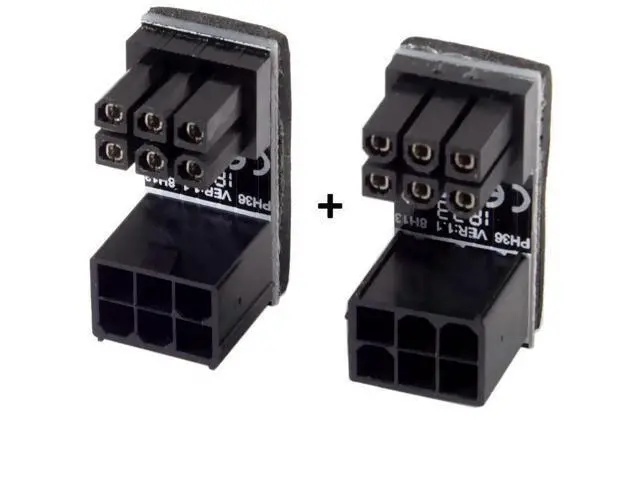 Alt view image 3 of 6 - 180 Degree Angled ATX 6Pin Female to Male GPU Power Adapter for Desktop Graphics Cards
