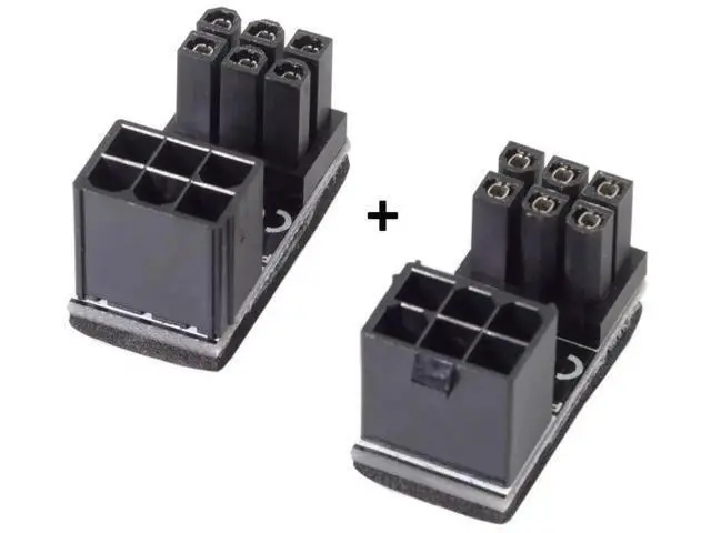Alt view image 4 of 6 - 180 Degree Angled ATX 6Pin Female to Male GPU Power Adapter for Desktop Graphics Cards