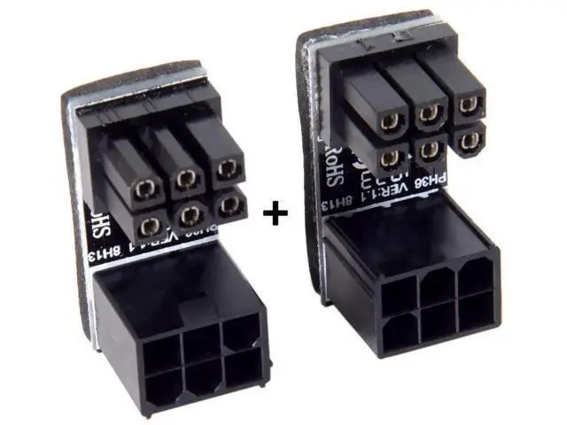 Alt view image 6 of 6 - 180 Degree Angled ATX 6Pin Female to Male GPU Power Adapter for Desktop Graphics Cards