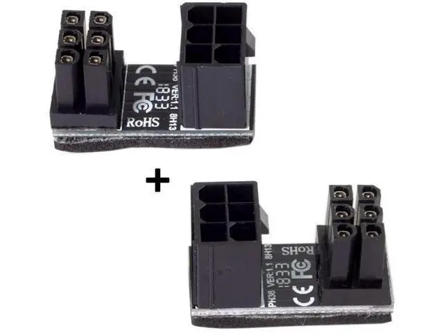 Alt view image 5 of 6 - 180 Degree Angled ATX 6Pin Female to Male GPU Power Adapter for Desktop Graphics Cards