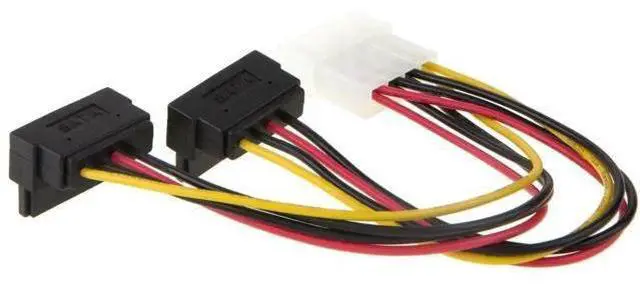 Alt view image 2 of 5 - 2 Pack 6 Inch 4 Pin Molex to 2 x 15 Pin Down Angle SATA Power Cable