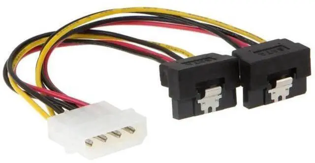 Alt view image 5 of 5 - 2 Pack 6 Inch 4 Pin Molex to 2 x 15 Pin Down Angle SATA Power Cable