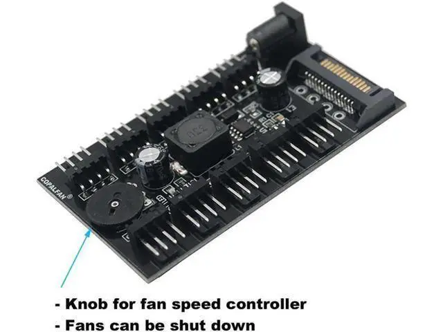 Alt view image 2 of 3 - SATA Powered 10-Port 4-Pin PWM Fan Hub Splitter, Supports 3Pin/4Pin Fans for Radiator Cooling